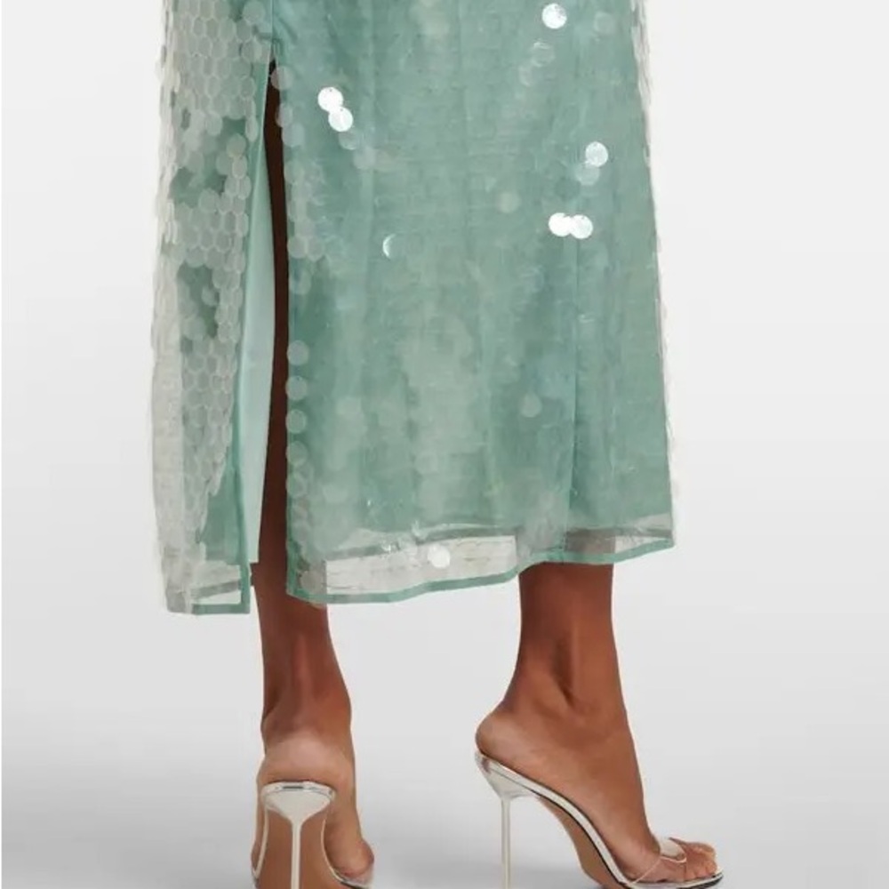STAUD Mint Sequin Strapless Midi Dress - Picture 4 of 8